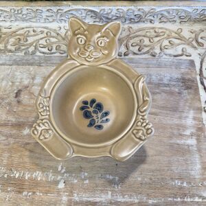 Vintage Pfaltzgraff Rare Folk Art Porringer Kitty Cat Child's Bowl Rare Retired